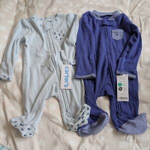 Carter's Blue Footie Pajamas Set Of 2 - Newborn, NWT, OekoTex Certified